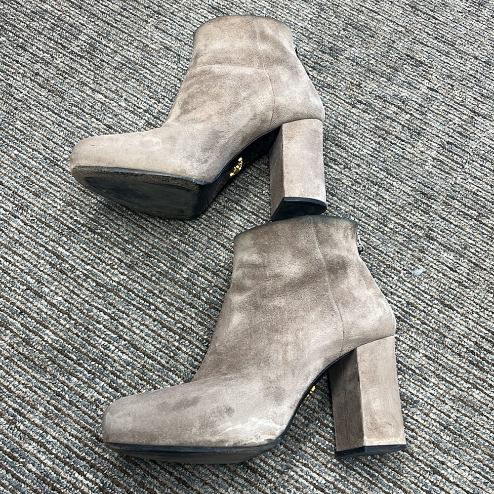 Prada Taupe Suede Ankle Boots - Picture 2 of 6
